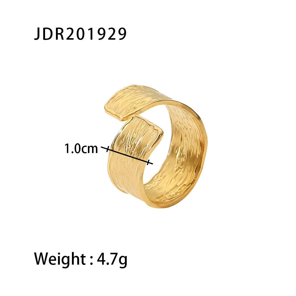 Raizy Retro Titanium Rings - Textured Sculpted Style [AM4Z08SZ]
