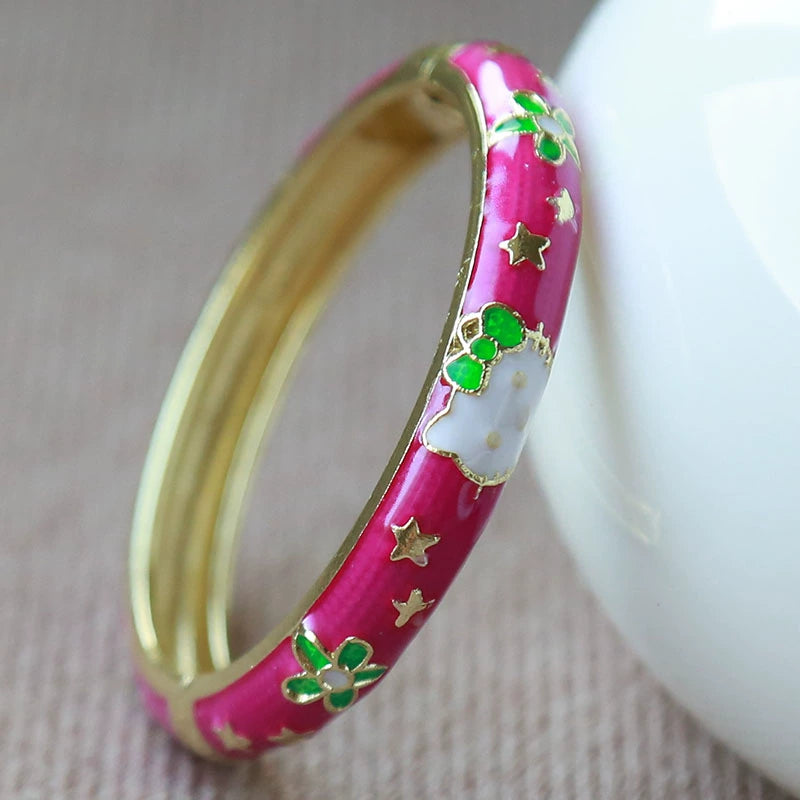 Camrynn Kitty Enamel Bracelet - Rose Red (4.7cm) [Y6J043CP]