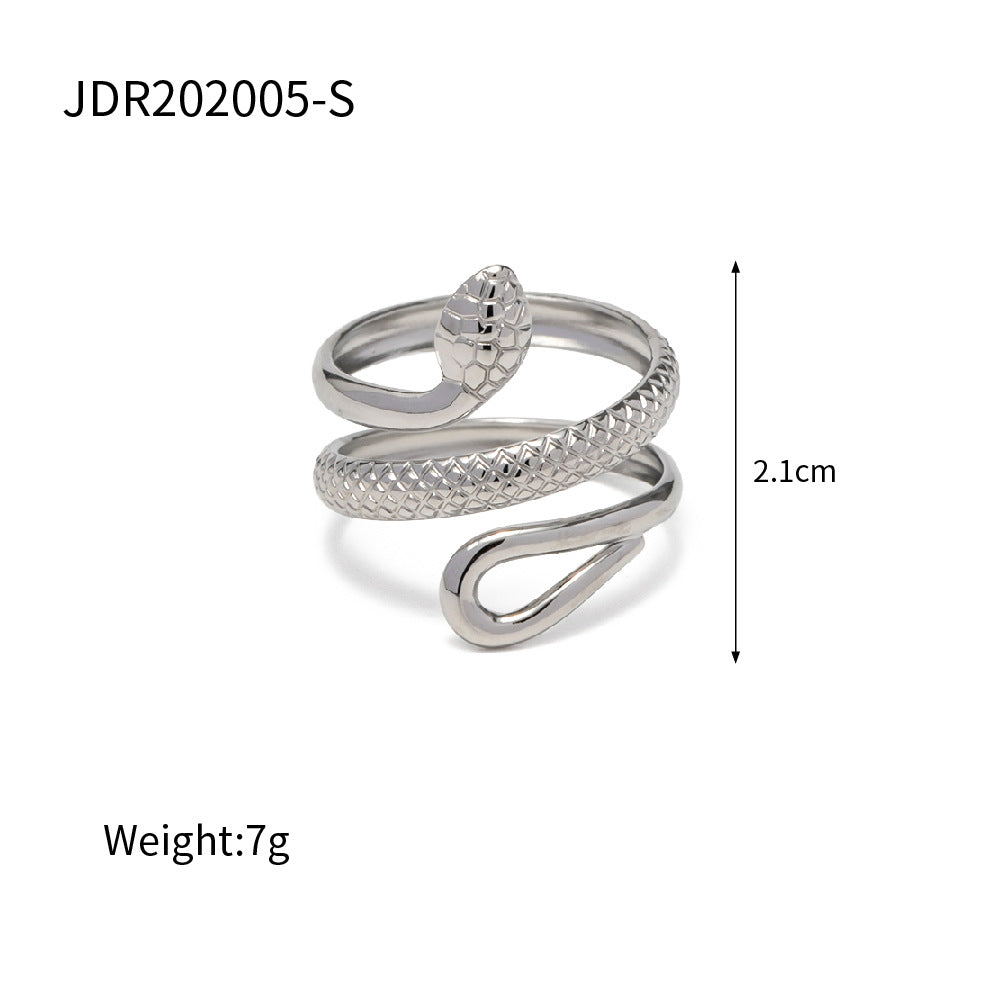 Andra Gold Serpent Adjustable Ring - Silver Tone [81IDHFLO]