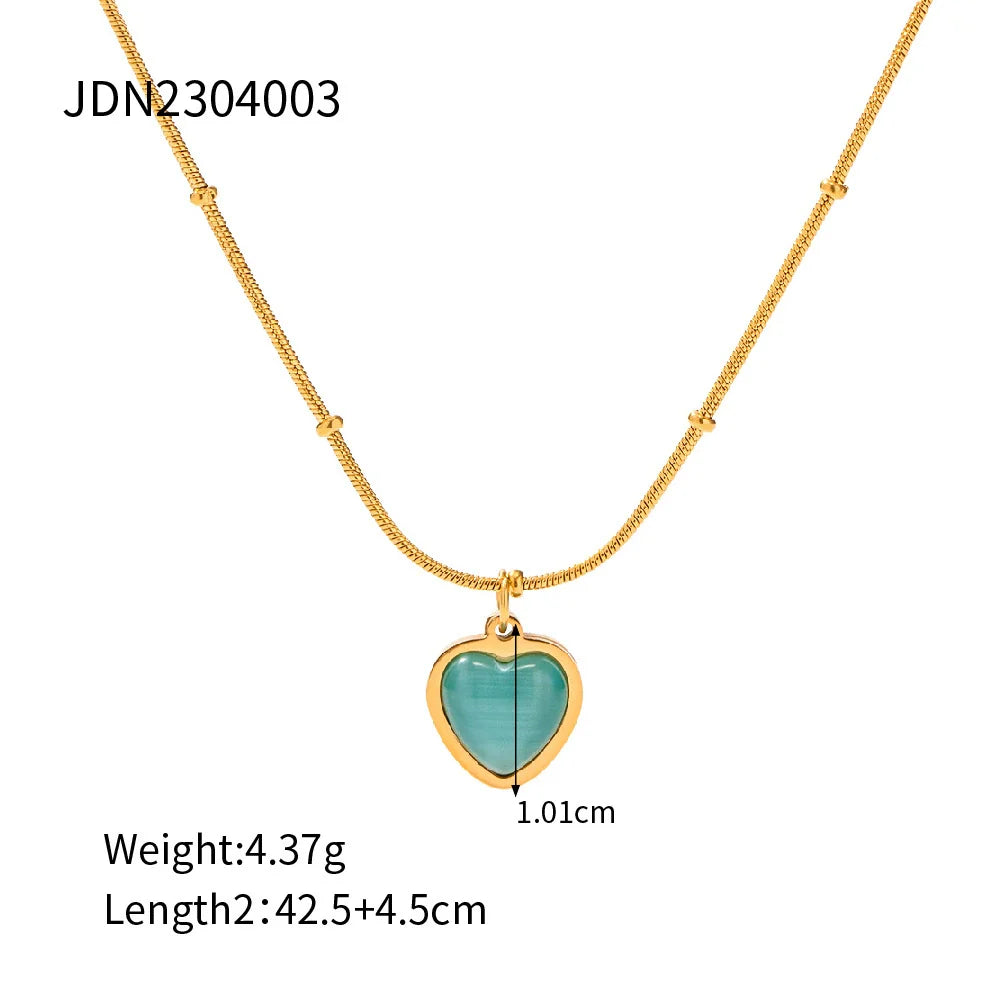 Zamiya Blue Cat-Eye Necklace - JDN2304003