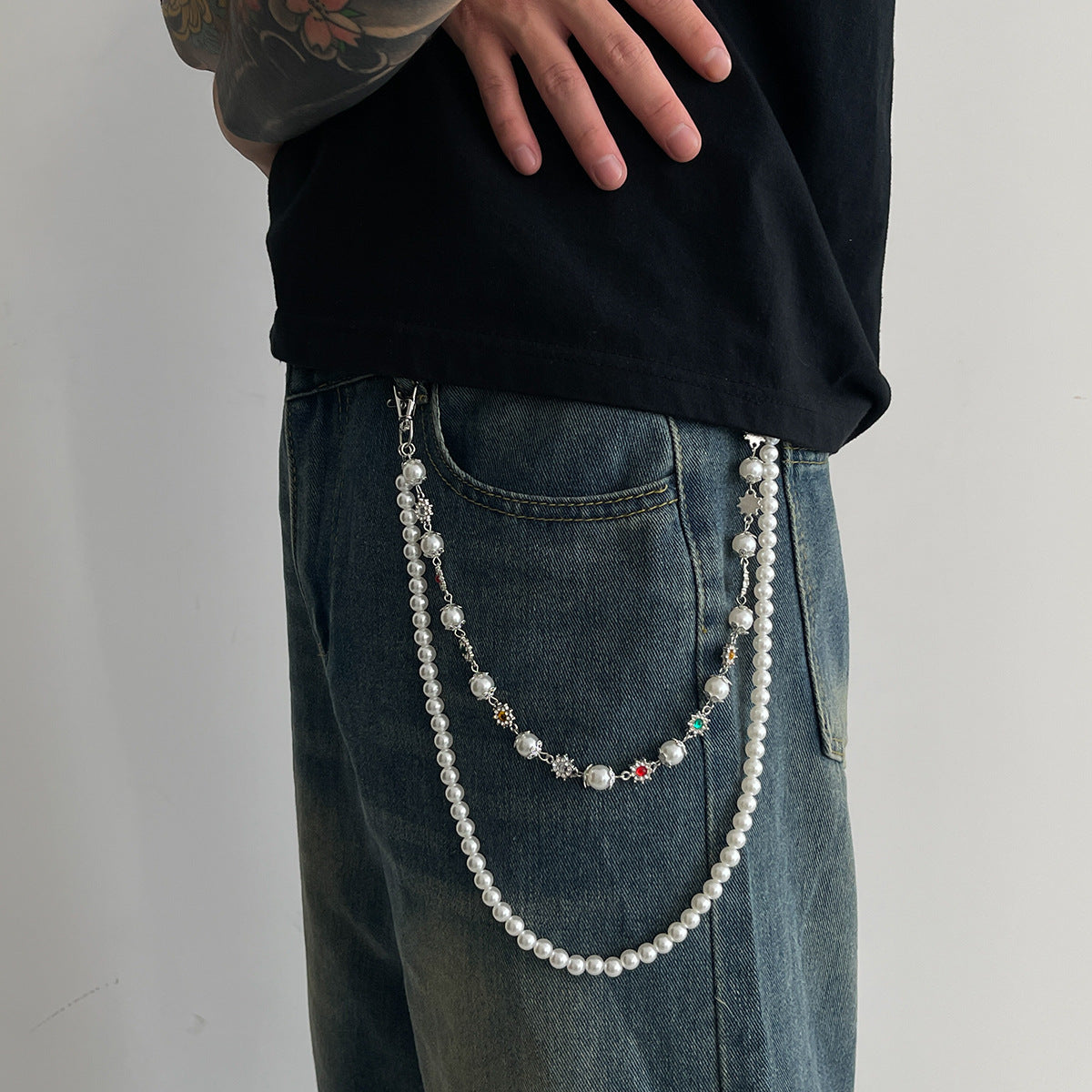 Laramie Pearl Floret Pants Chain - Silver Style A [C7WNRDI4]