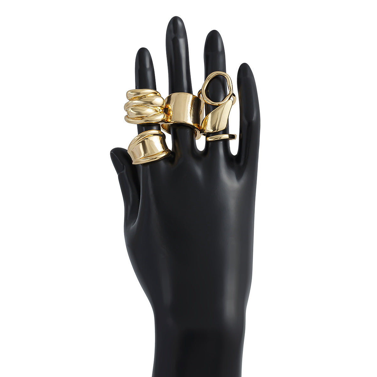 Gwen Irregular Ring Bracelet Set - Gold 5-Piece Set [HEAKDCNG]