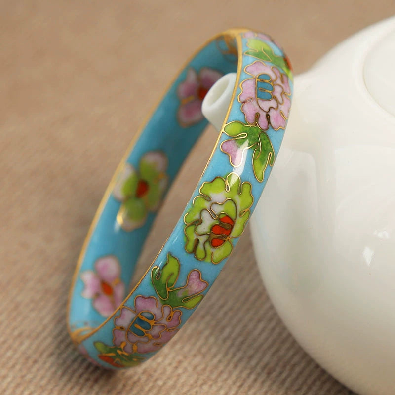 Nyssa Cloisonné Enamel Bracelet - Sky Blue (Fade-Resistant) [2TIW2BBE]