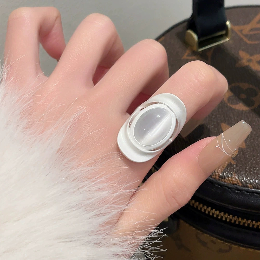 Jovi Frosted Cat's Eye Ring - Silver [EIRIH9B3]
