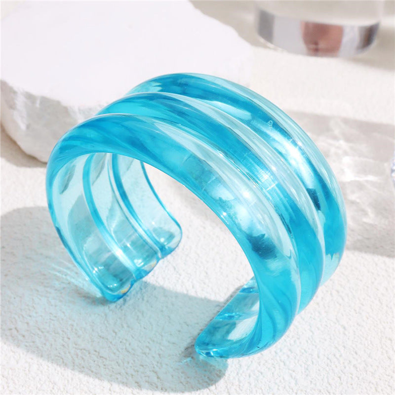Kaylanie Resin Cuff Bracelet - Blue Open Cuff [Z6EJFU3W]