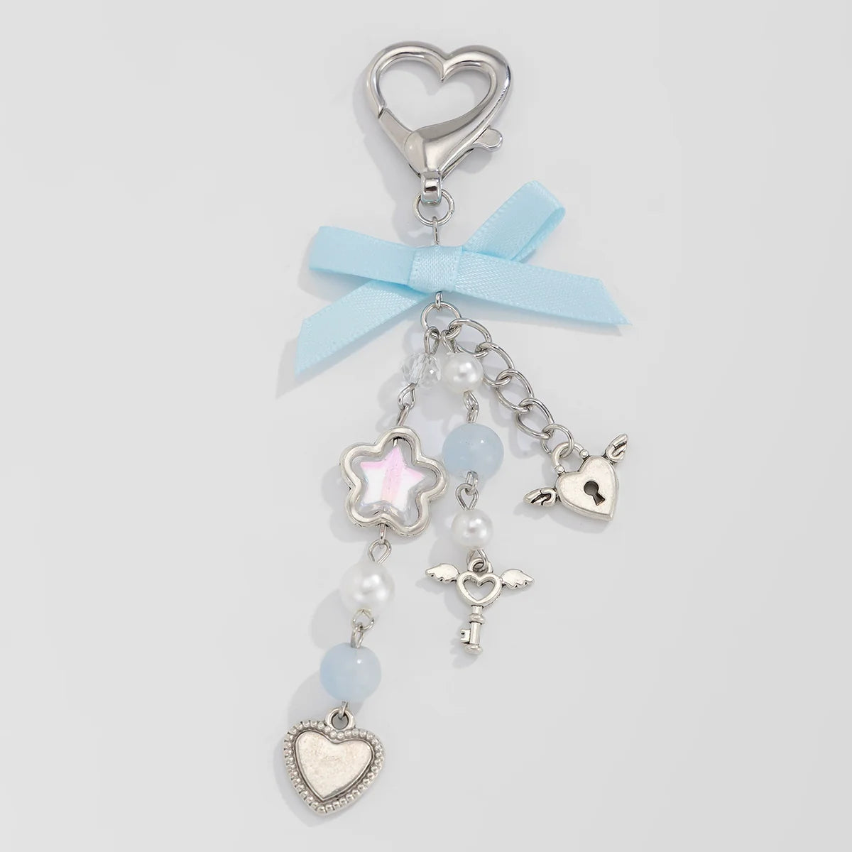 Basma Whimsical Charm Keychain - Five-pointed Star Peach Heart