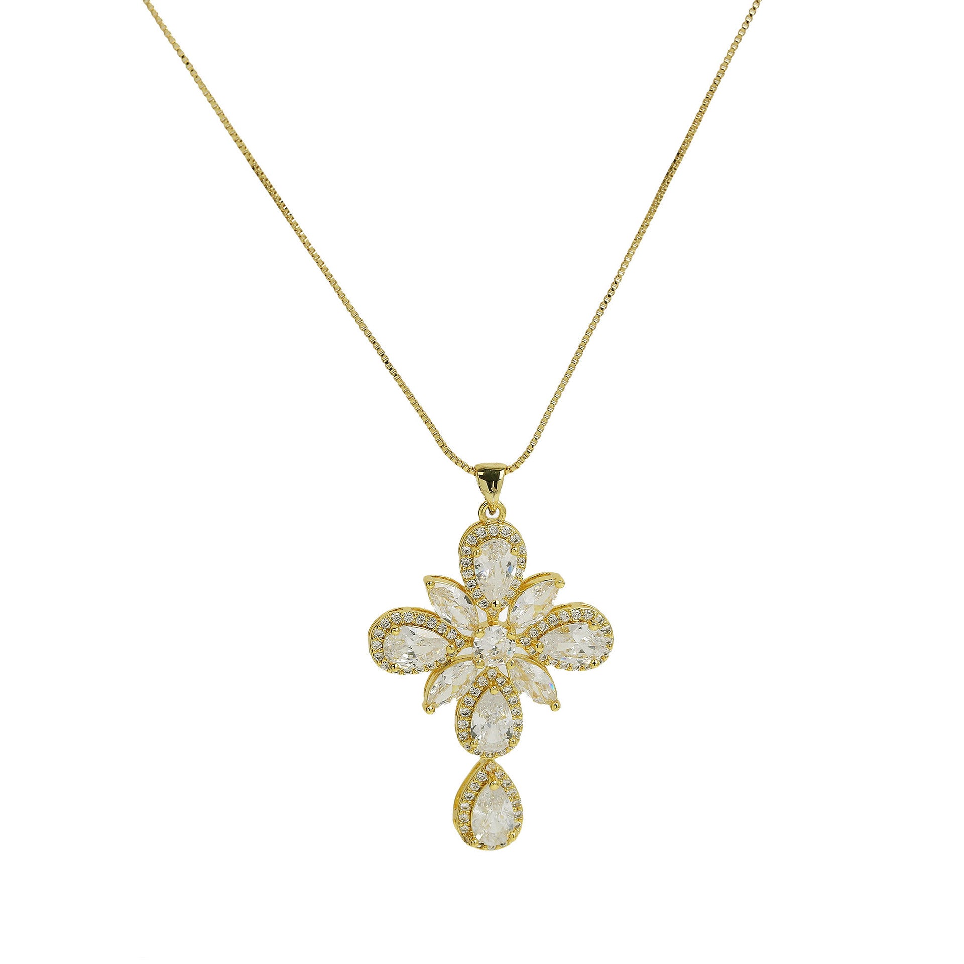 Unique Zircon Cross Pendant Necklace - Cross Pendant Style D [J58L8Q1L]