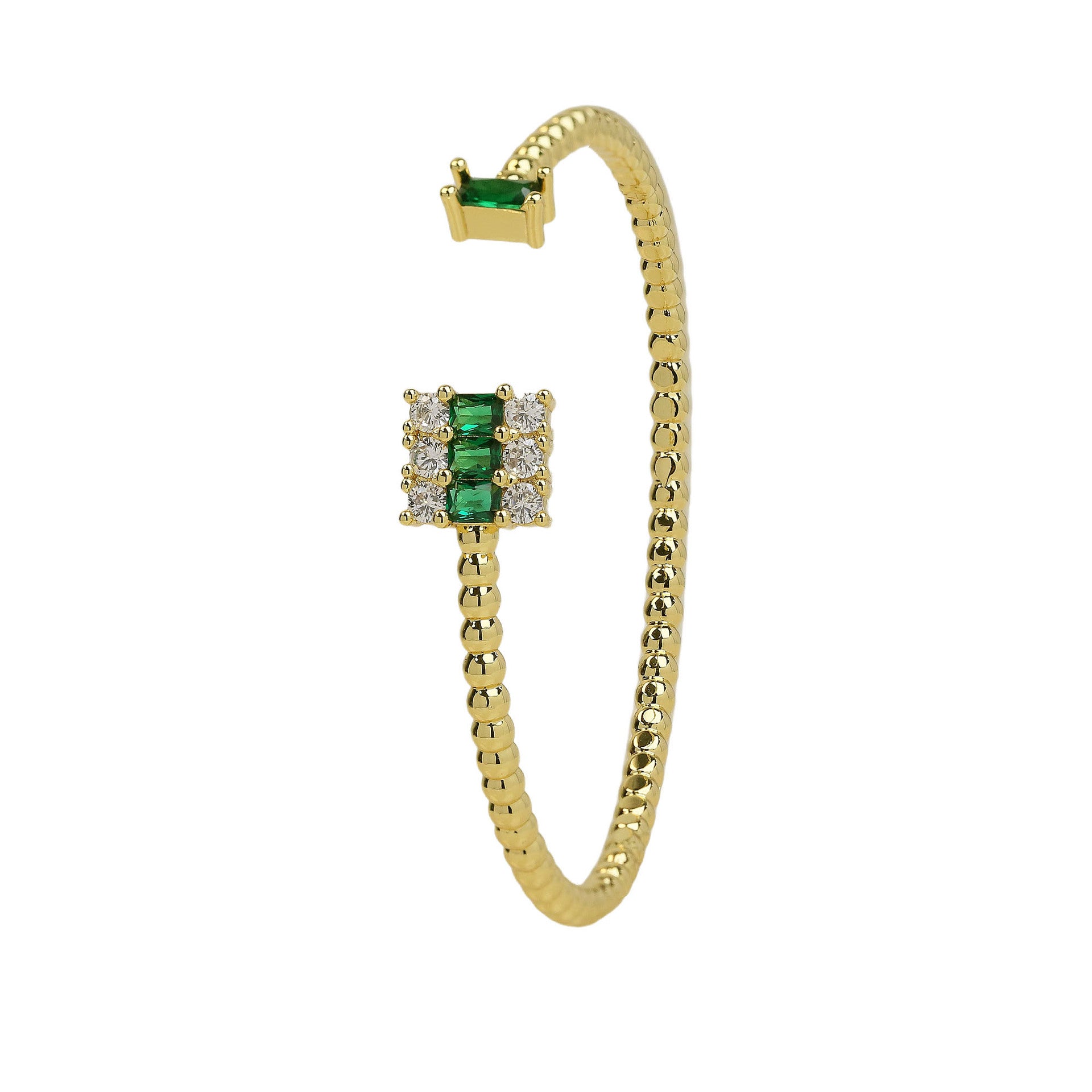 Alianny Zircon Stackable Open Bracelet - Rock Candy Green Zircon [TREQR28E]