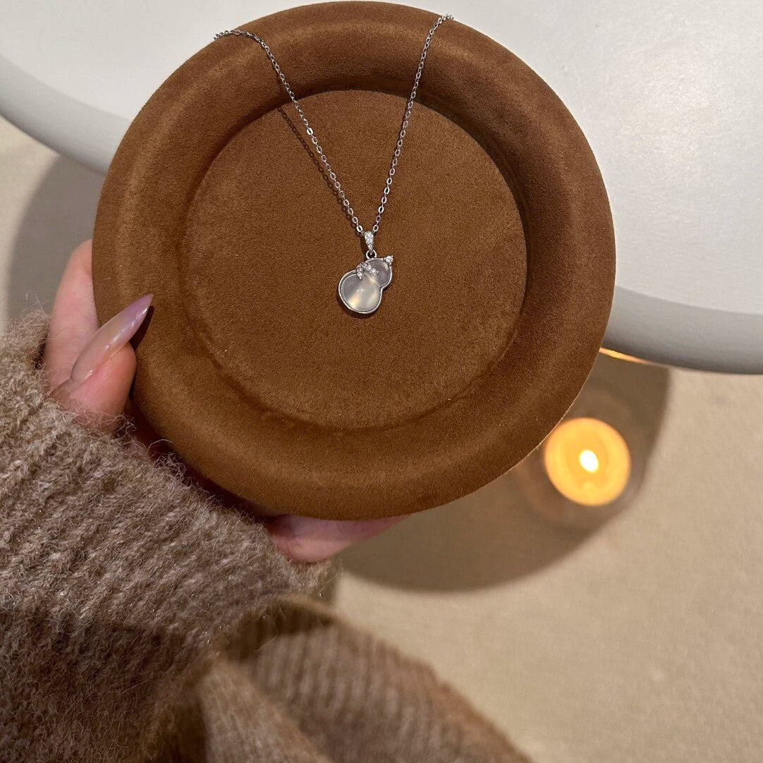 Nadia Chalcedony Gourd Necklace - Silver Leaf Gourd Necklace