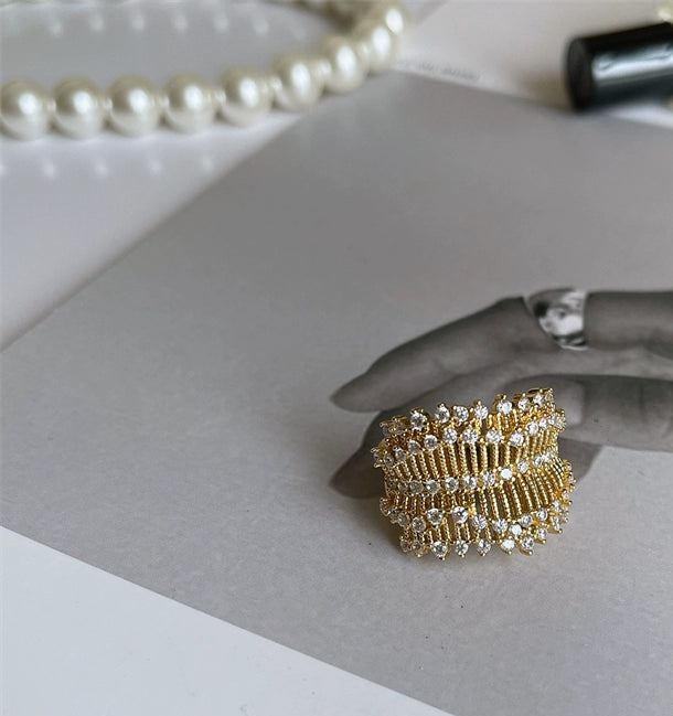 Kinsley Baroque Zircon Open Ring - Style Three [BGOKKFL9]