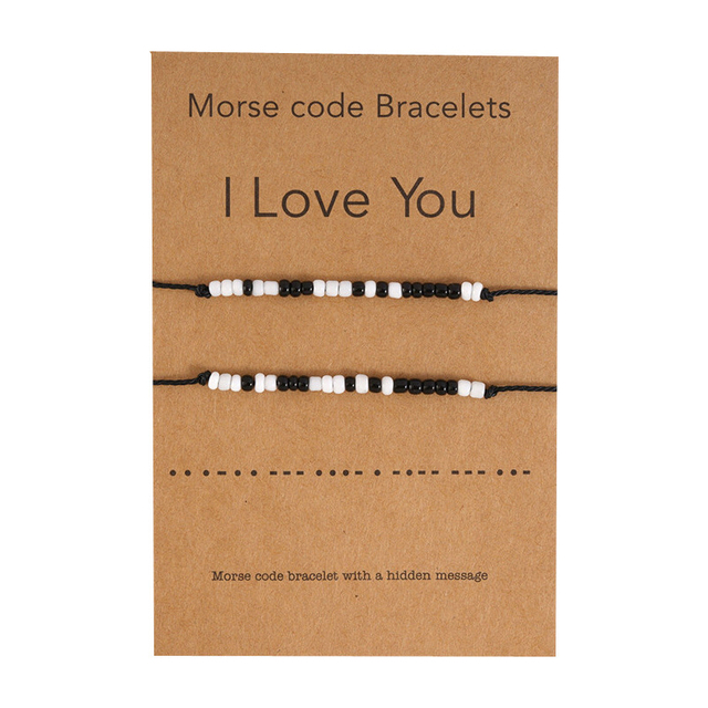Lelia Dainty Charm Bracelet - Beige Morse Code