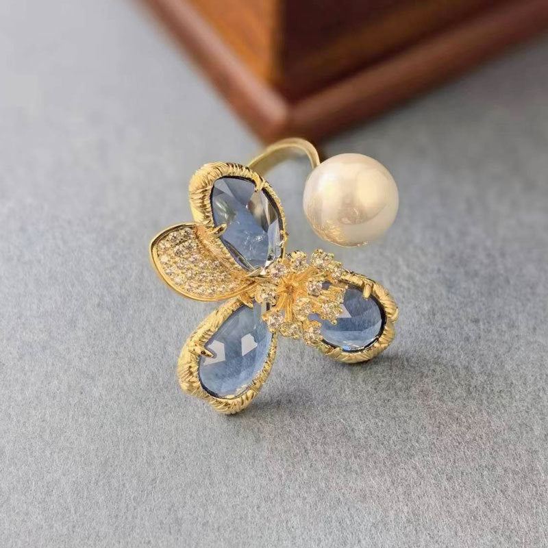 Amaya Pink Crystal Flower Ring - Style 4 [T6EZC630]