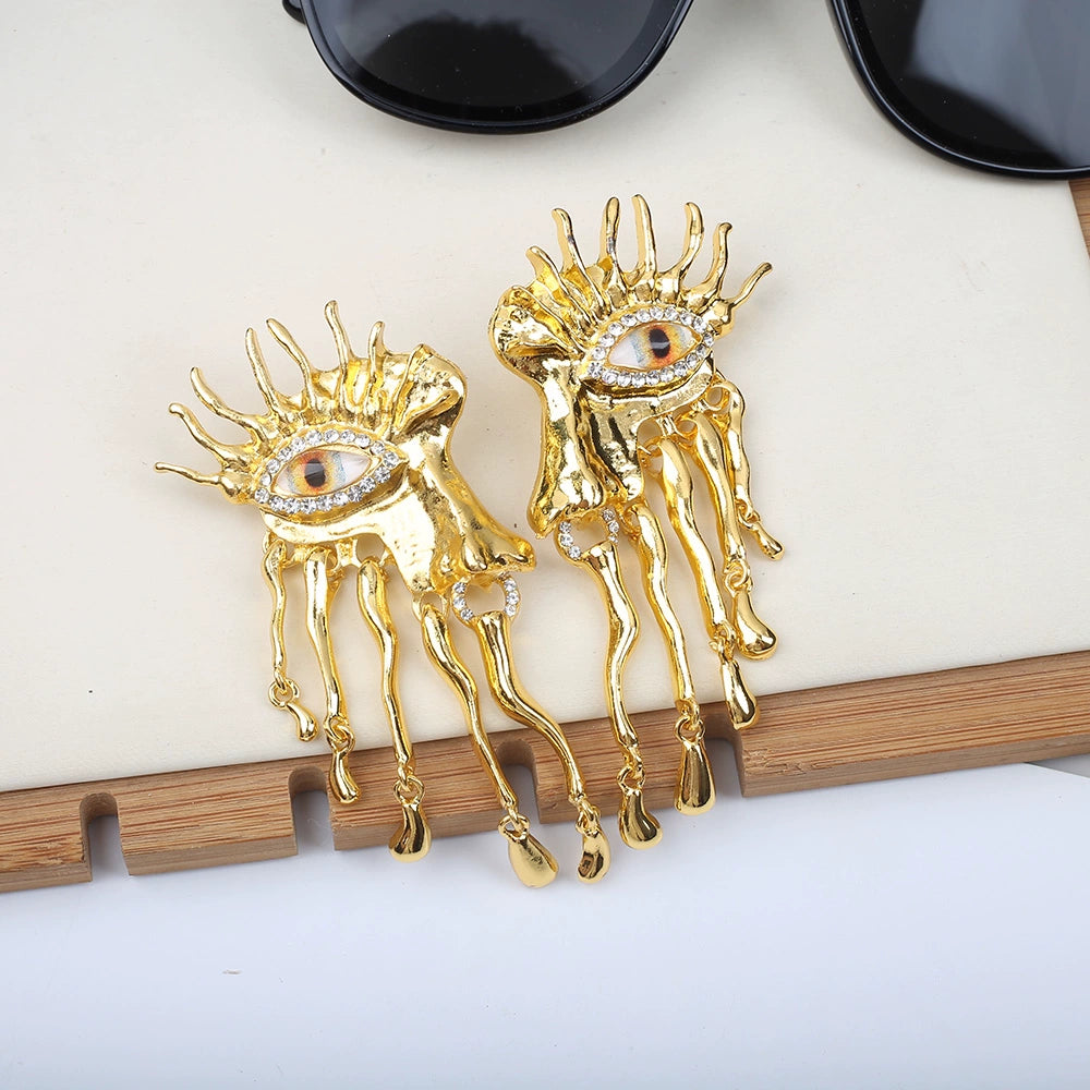 Adriella Baroque Eye Earrings - 925 Silver Needle Earrings [ZL87XEXM]