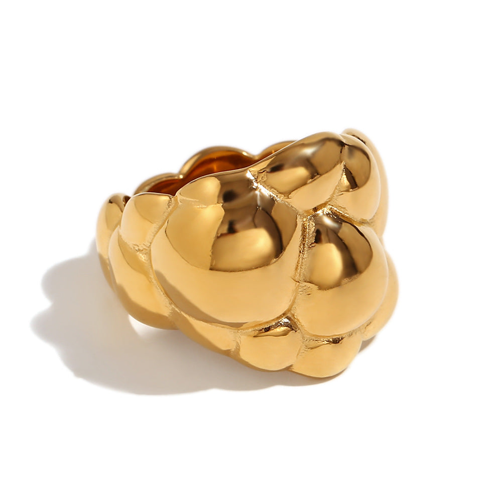 Avri Geometric Ring Collection - Large Cloud Ring - Gold - Size 6 [FISQKCO2]