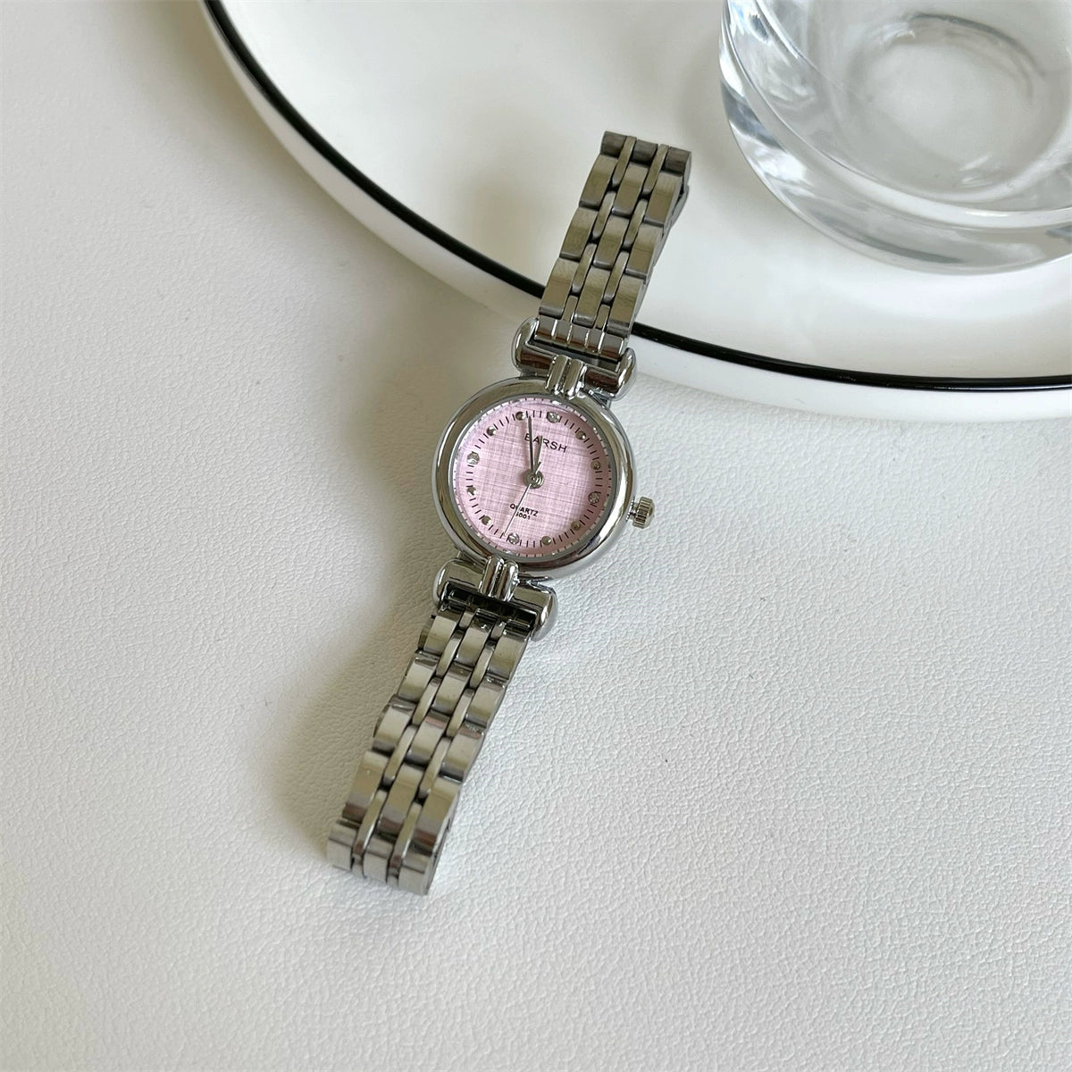 Jameson Vintage Mesh Watch - Silver Pink Face [80QRSDPD]