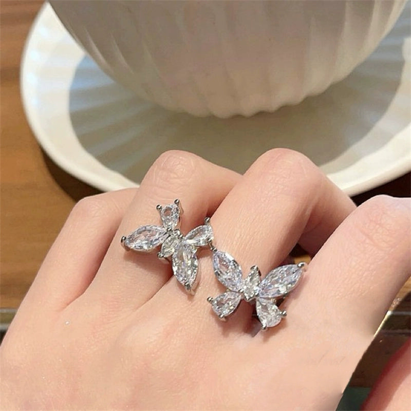 Jaelah Zircon Butterfly Jewelry - Double Zircon Butterfly Ring [4OVLG6ED]