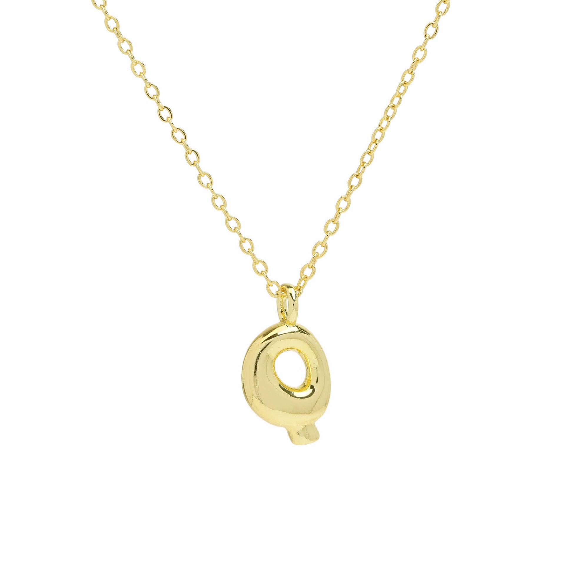 Vanya Gold Initial Bubble Necklace - Letter Q [V5UGBANT]