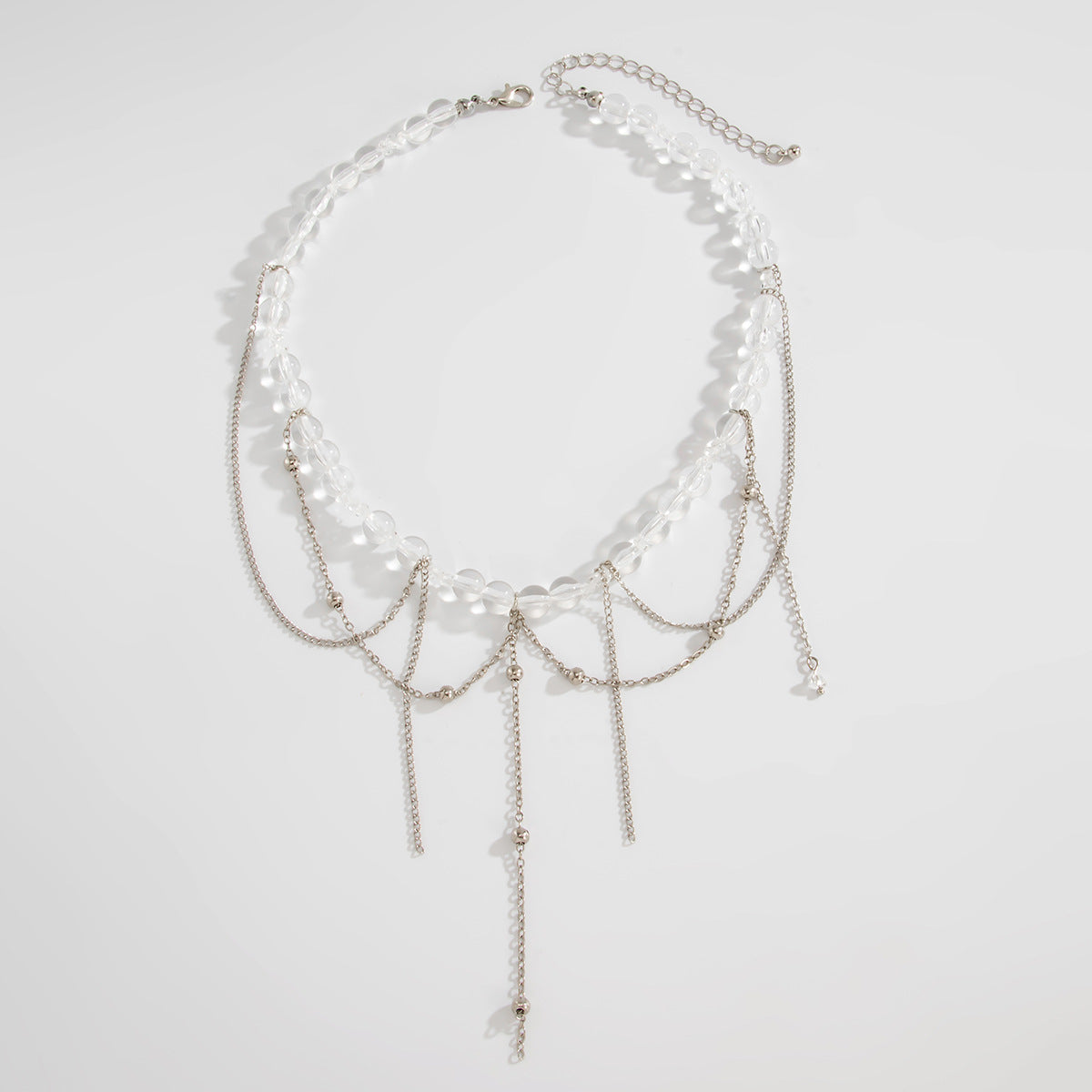 Ziona Layered Tassel Necklace - White K [JTFBE7ZS]