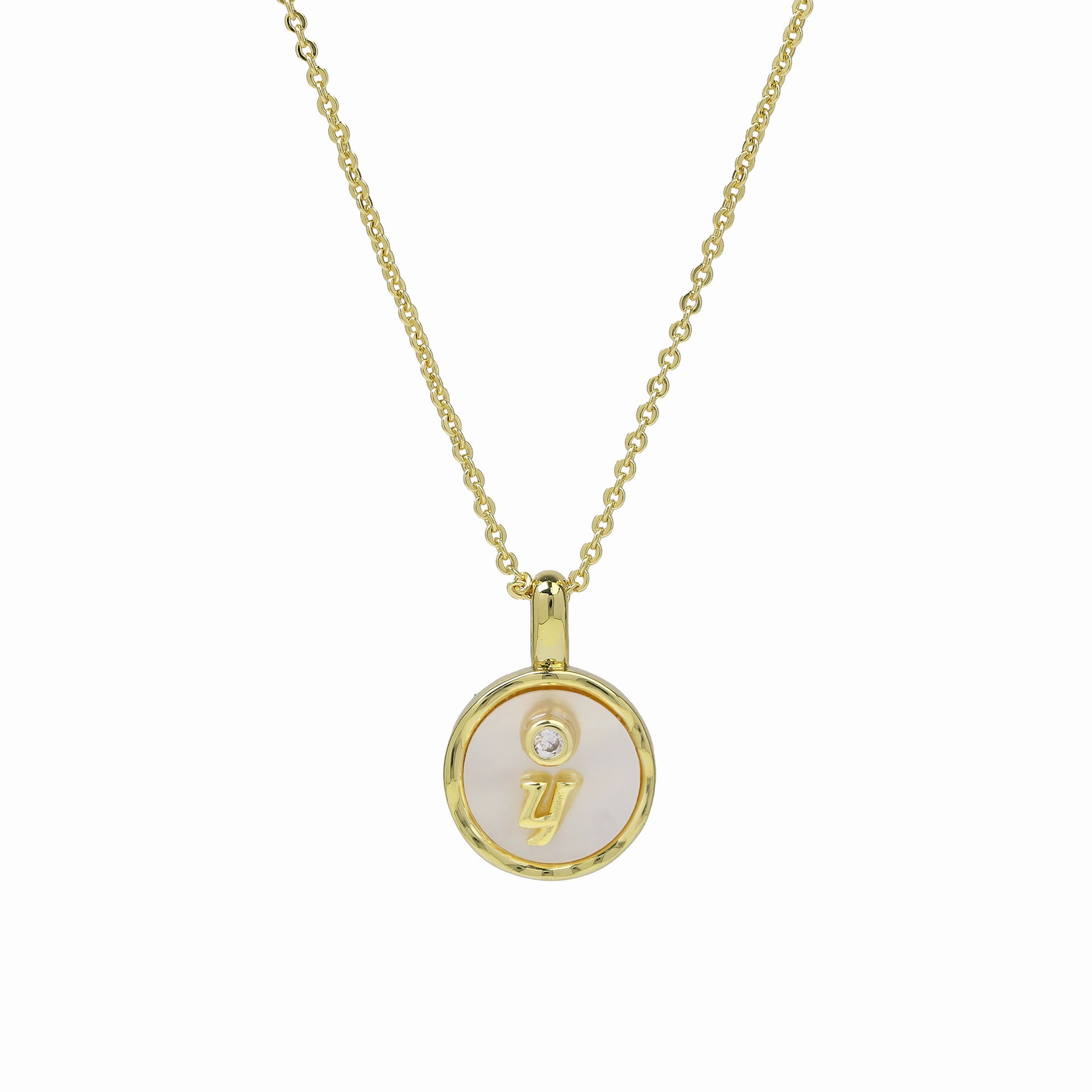 Haset Cursive Initial Pearl Necklace - Initial Y [EL3ZF5J2]