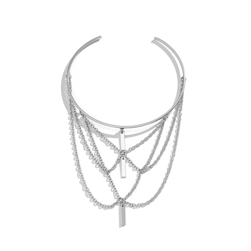 Ifeoluwa Chain Arm Cuff - Silver Bar Charm
