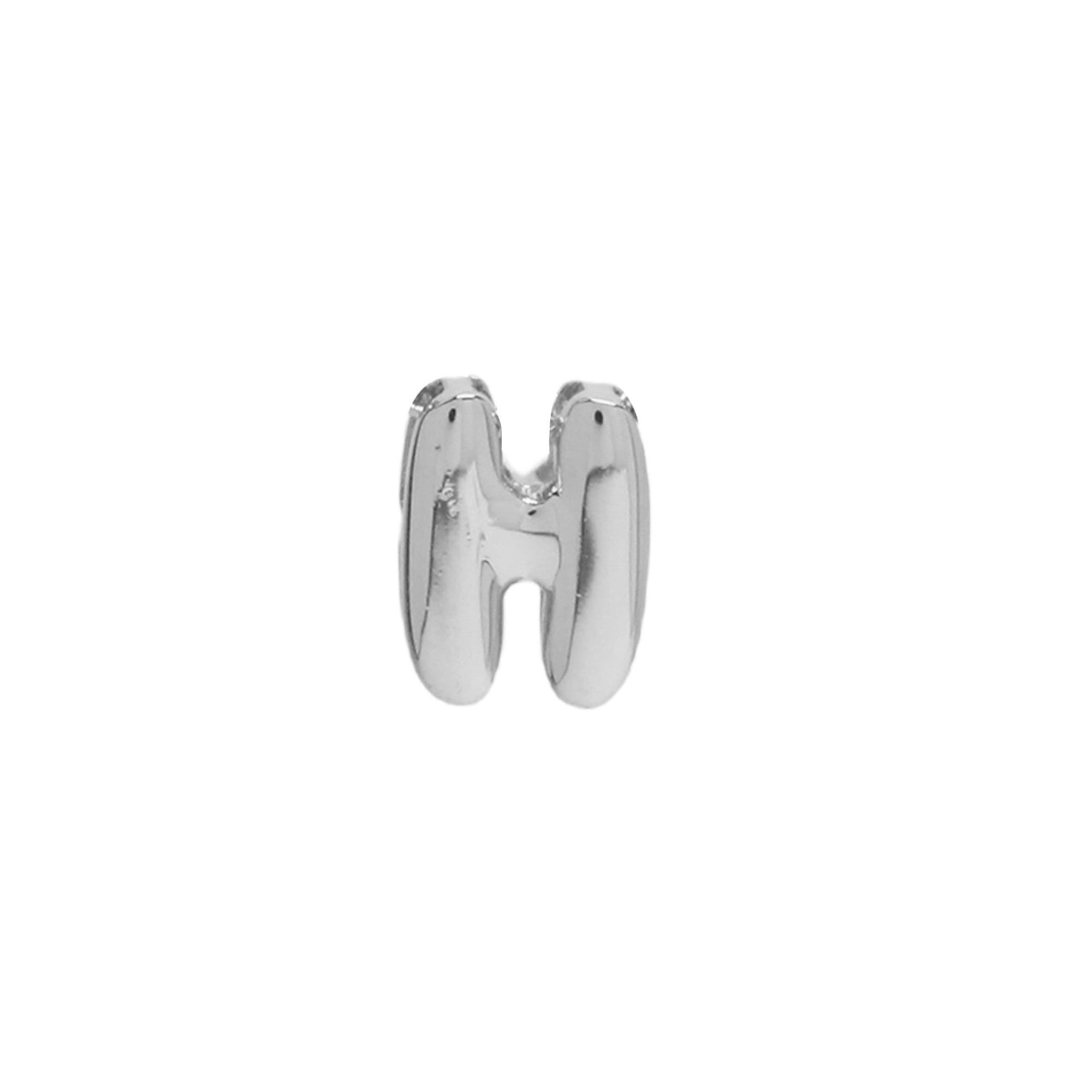 Devora Bubble Letter Necklace - White Gold Tone Letter H Pendant [Z4G6HYQT]
