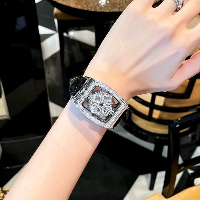 Sasha Starry Barrel Watch - Black Silver