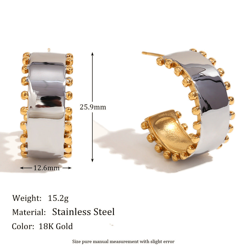 Aja Two-Tone Jewelry Collection - Beaded Edge Polished Stud Earrings [6O64EX69]
