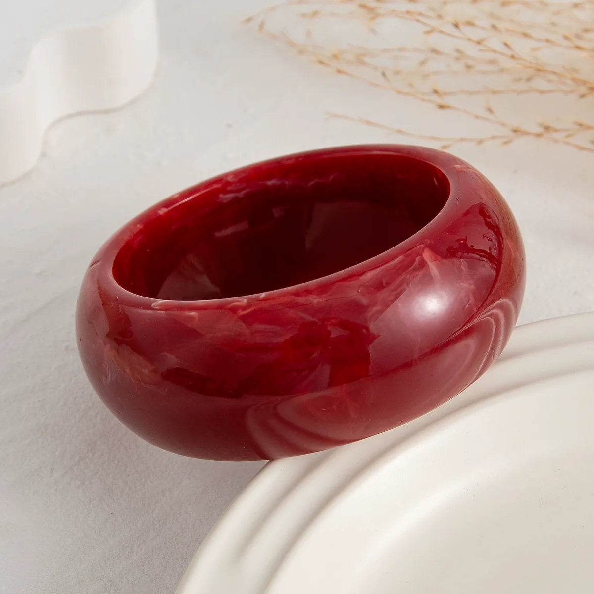 Asiah Statement Arc Bangle - Wine Red