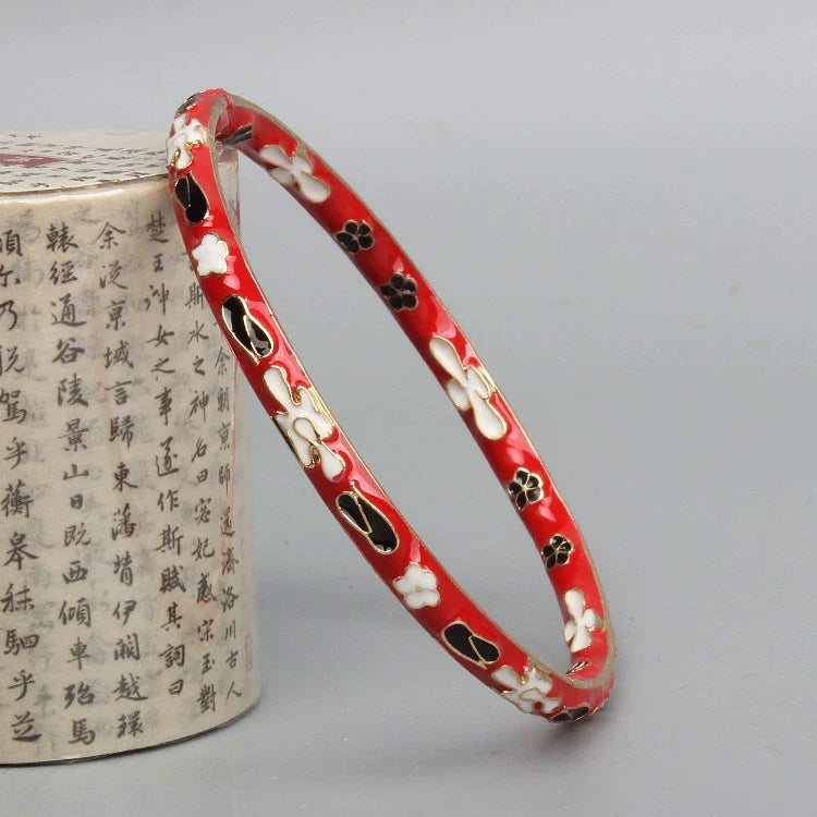 Jadelynn CloisonnŽ Floral Bangle - Red