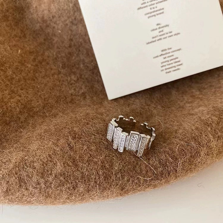 Suzie Staggered Zircon Ring - Silver Tone One Size