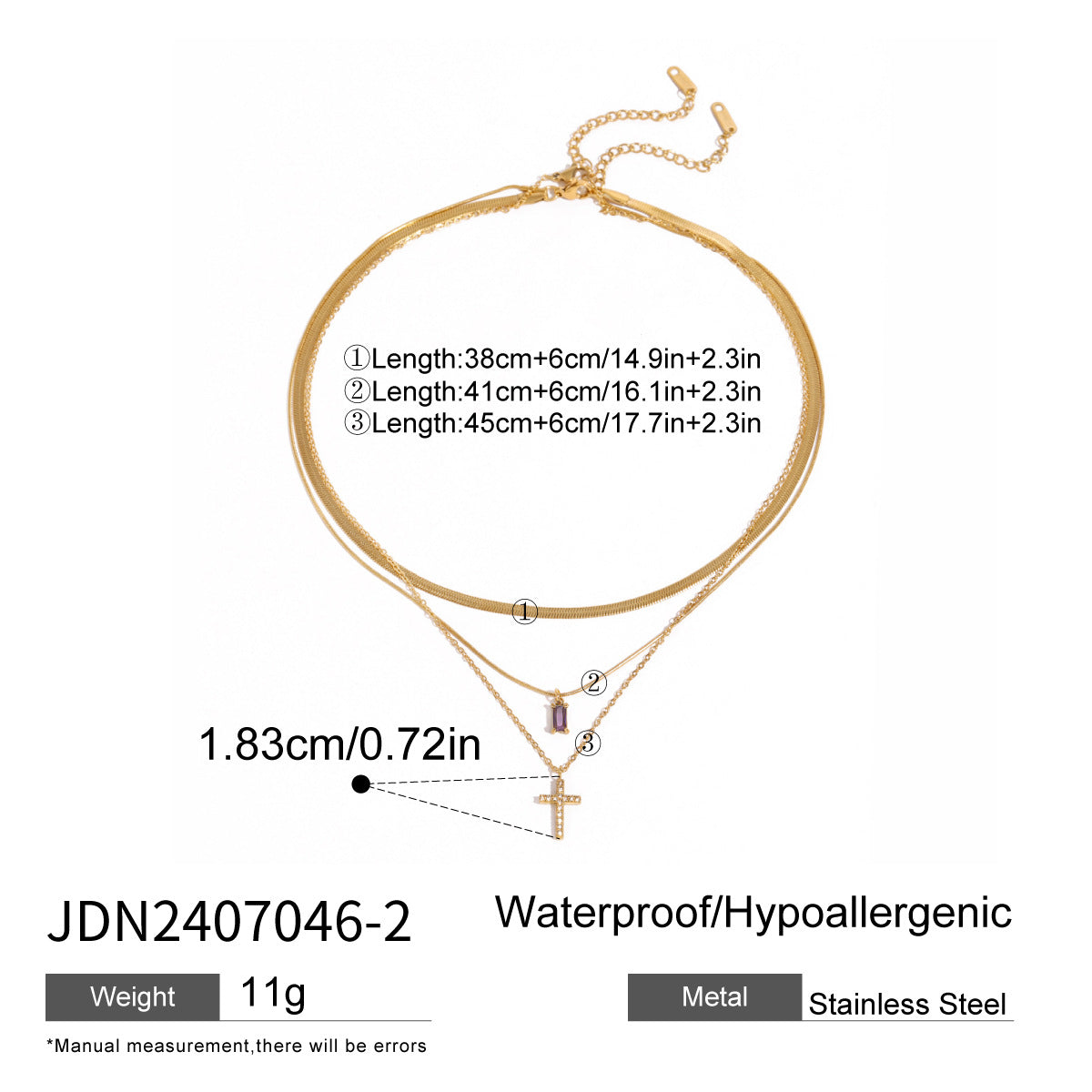 Taniya Layered Zircon Necklace - Silver Double Chain Minimal [AEUI2B8O]