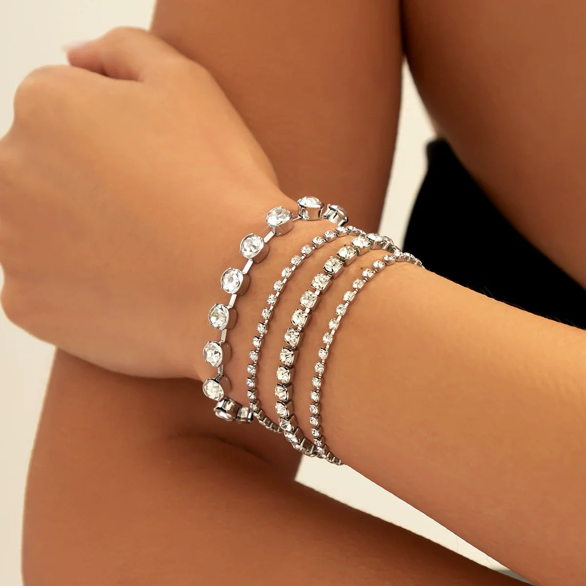 Tylah Layered Pearl Bracelet Set - Silver-tone Set Style Six