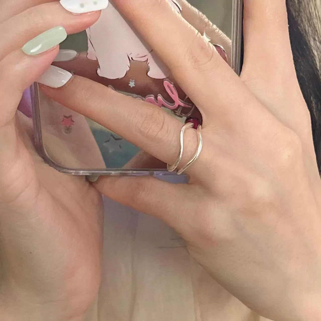 Mila Metallic Open Ring Set - Double Layer Ring