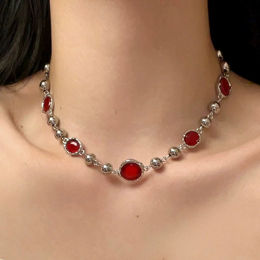 Ahuva Cat Eye Stone Necklace - Red Cat Eye Stone Necklace