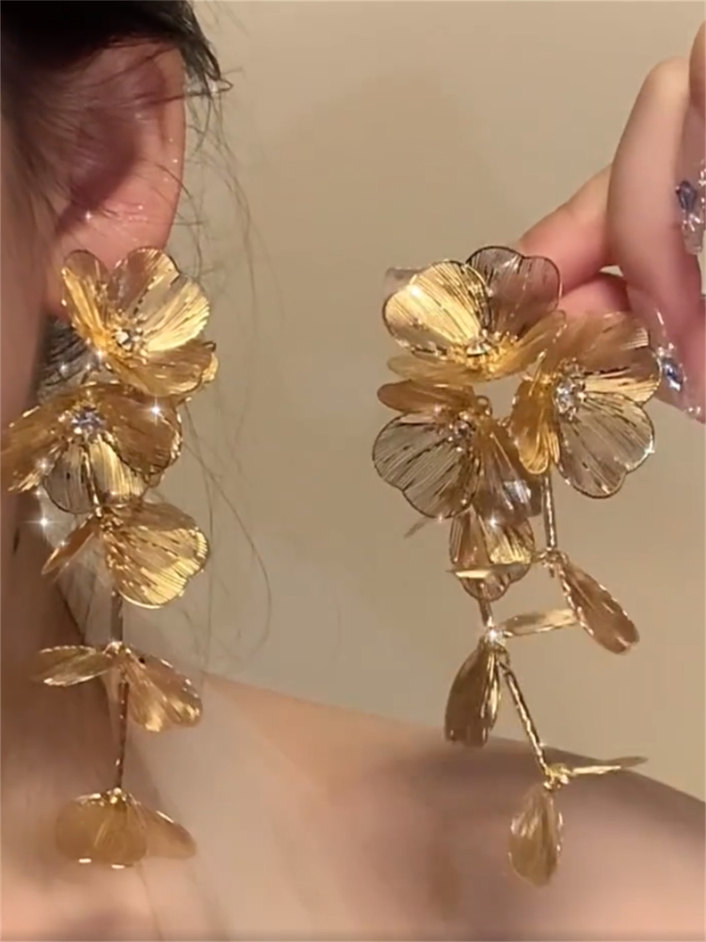Anasofia Floral Drop Earrings - Gold Plated (S925 Silver Post)