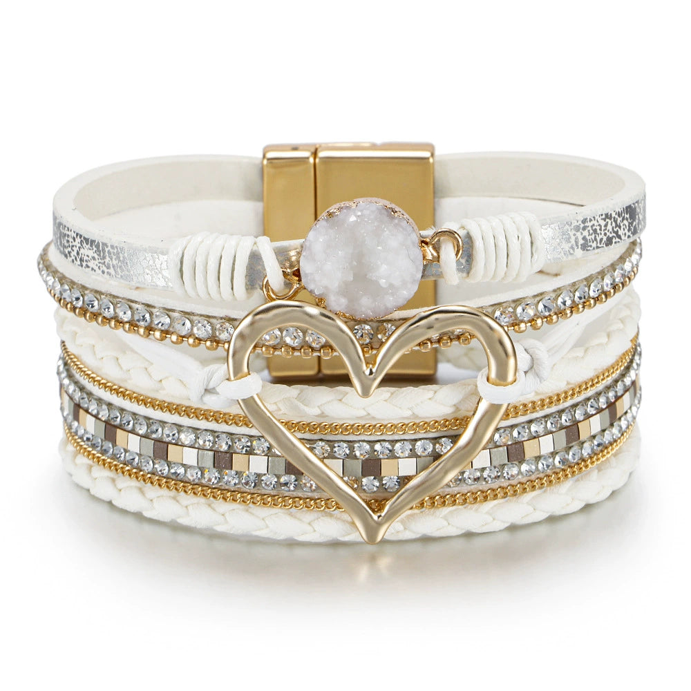 Ameera Braided Heart Bracelet - White Heart [0T39K9D5]