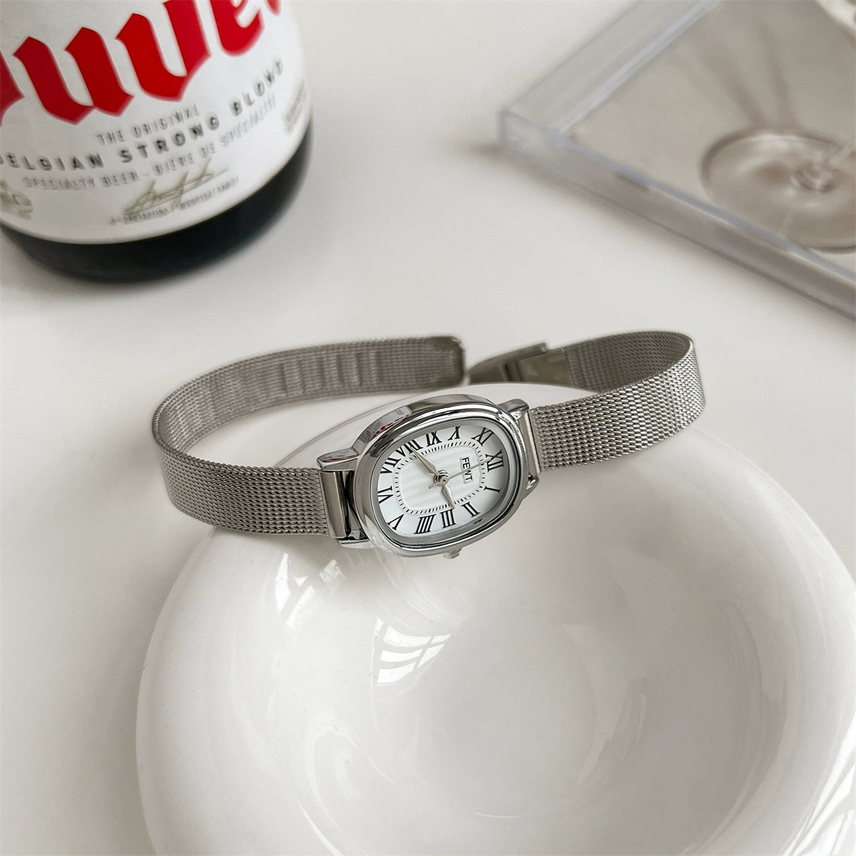 Alizae Petite Roman Watch - Steel Wire Band White Dial [KQPCU54Z]