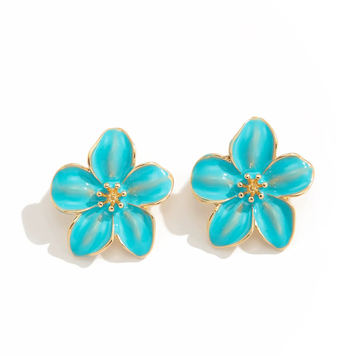 Anny Petal Bloom Stud Earrings - Blue