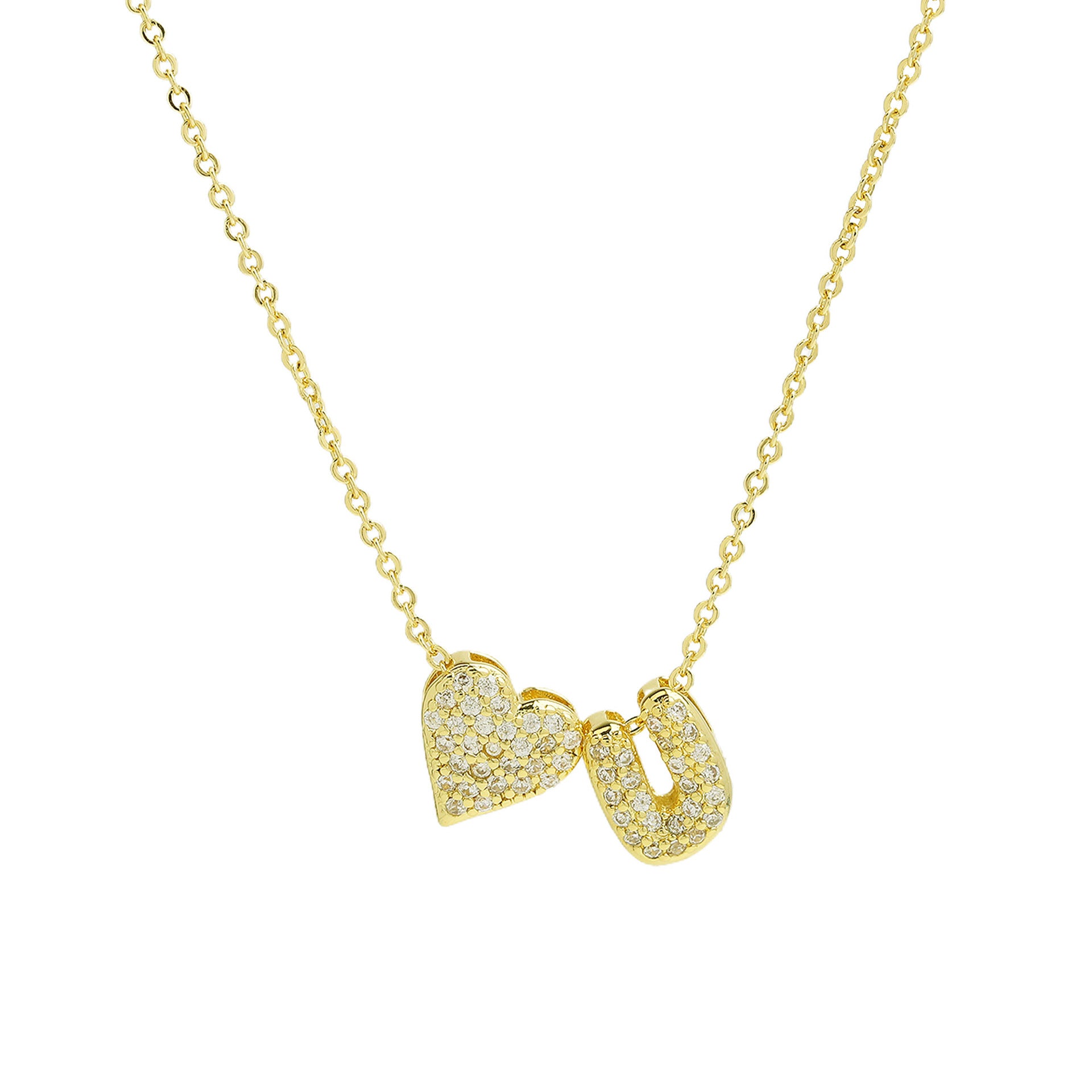 Riley Zircon Bubble Initial Necklace - U Initial [EA8A7BOX]