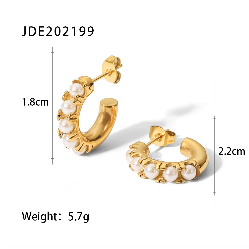 Raniyah Geometric Pearl C-Hoop Earrings - JDE202199 [APDZ43HI]
