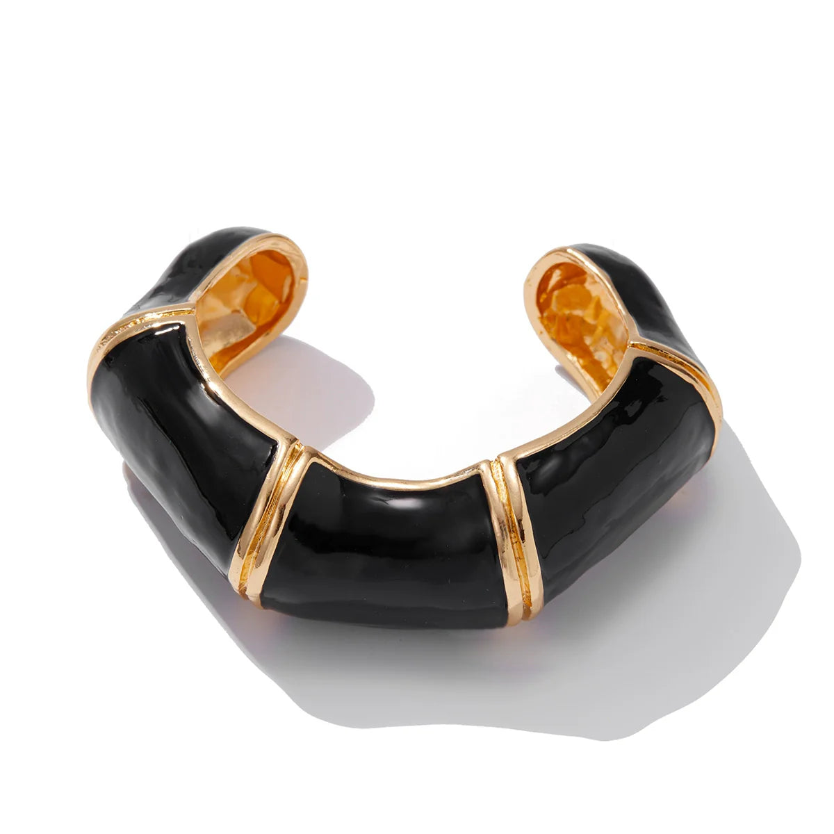 Alliyah Fluid Wave Cuff - Black Wide