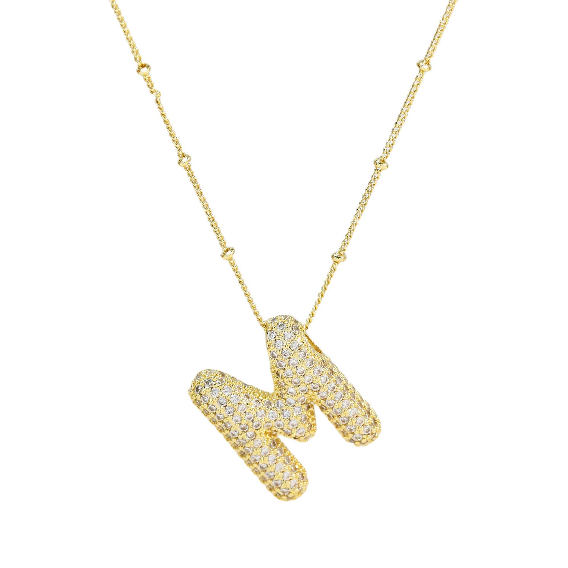 Fynlee Bubble Initial Necklace - Gold M [XTIWHO3A]