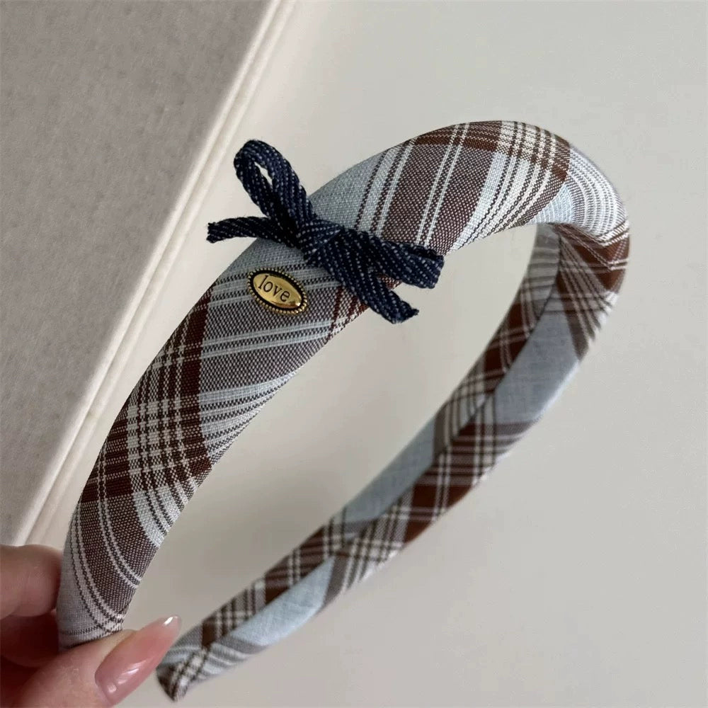 Leandra Plaid Bow Accessories - Dark Bow Headband [F1XT6YNO]