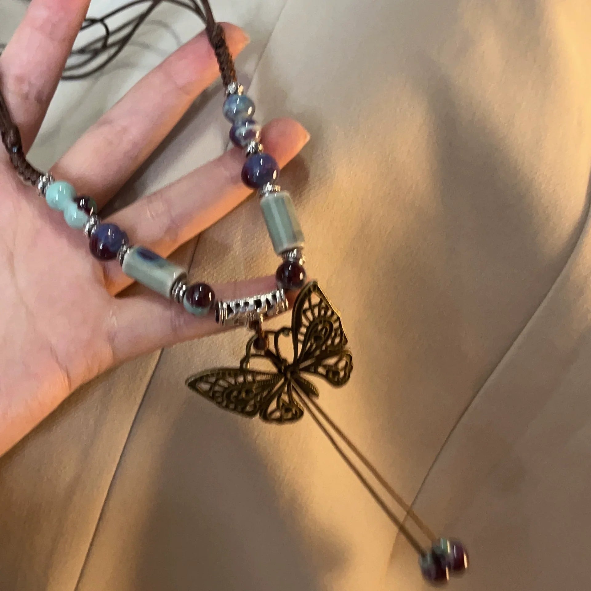 Nakayla Ethnic Ceramic Butterfly Necklace - Style 1