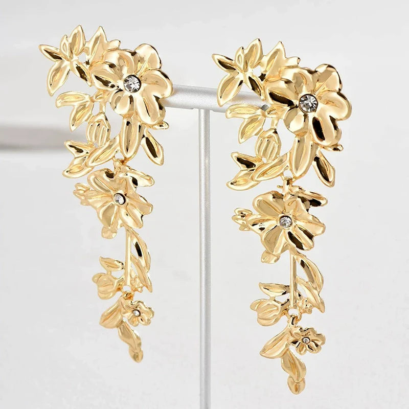 Karissa Floral Gemstone Tassel Earrings - Earrings