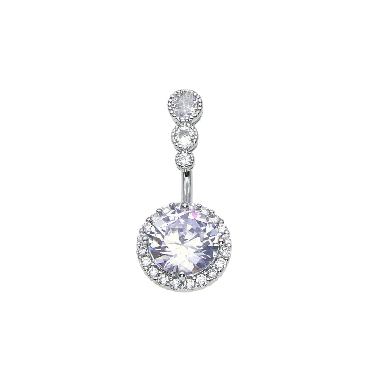 Lyvia Diamond Heart Navel Ring - Round White (White Gold) [FLAUABES]