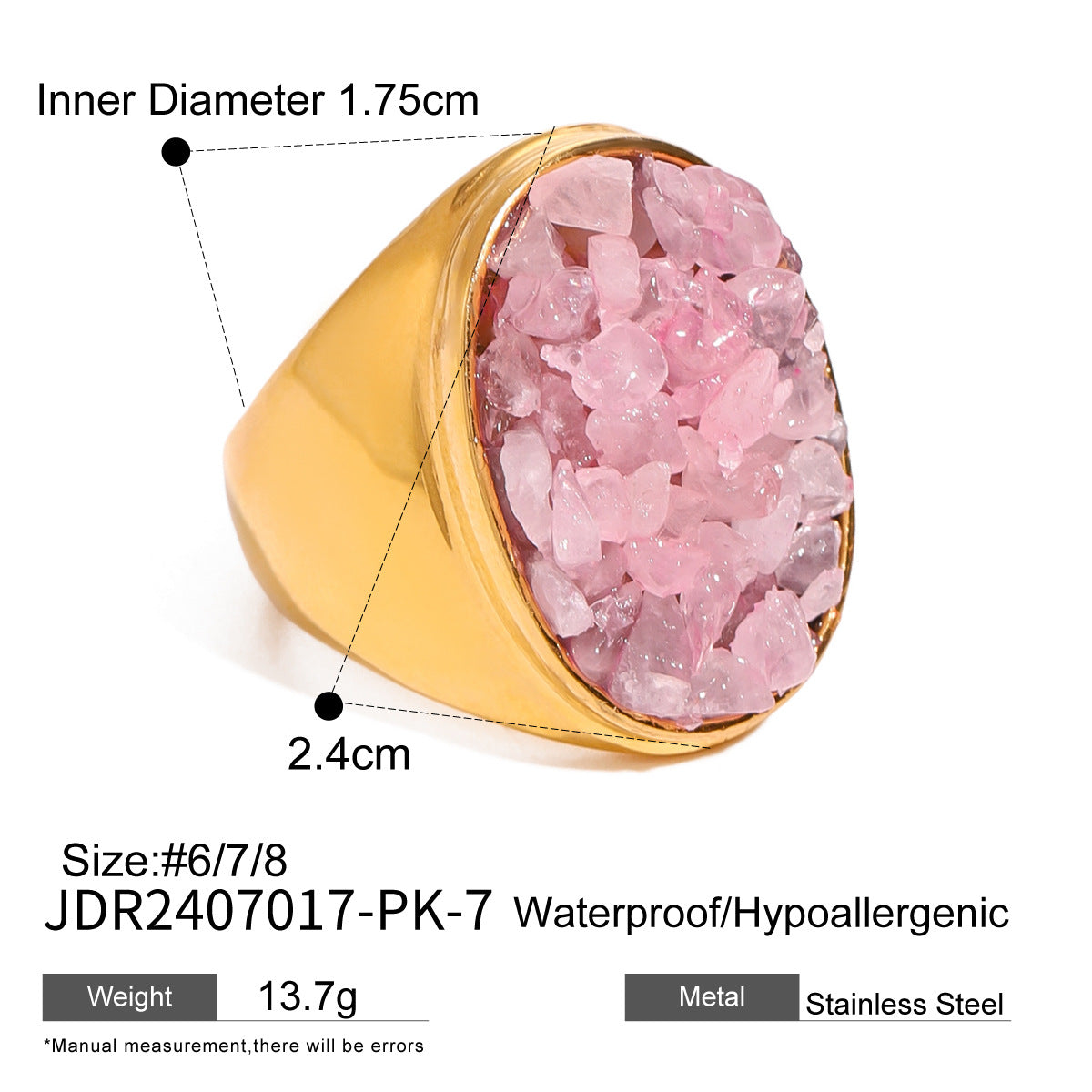 Khaliya Chunky Natural Ring - Pink [554143OE]