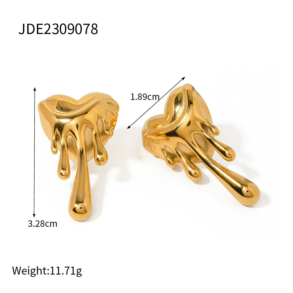 Zuri Melted Heart Stud Earrings - JDE2309078
