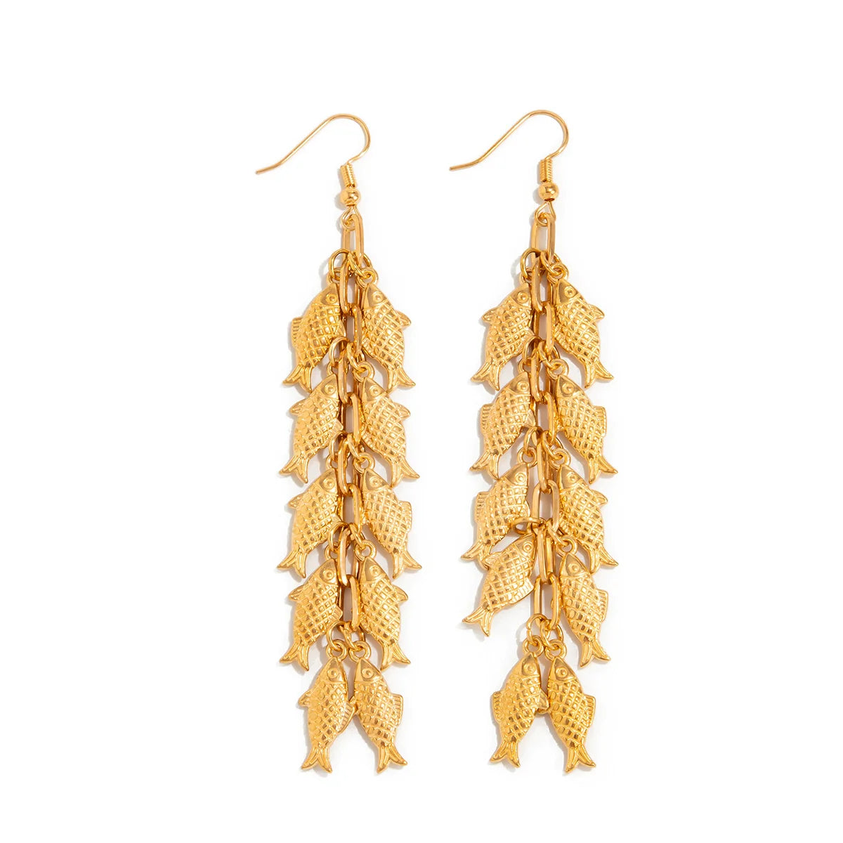 Kaylor Dainty Fish Tassel Earrings - Style One Gold