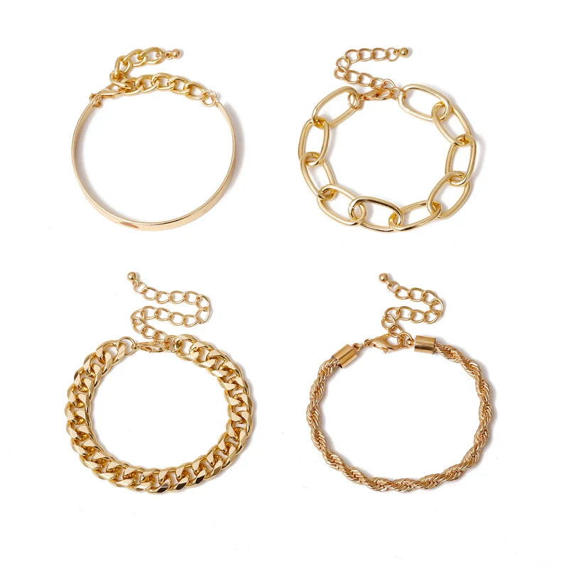 Hazel Stackable Metal Bracelets Set - Gold Style One